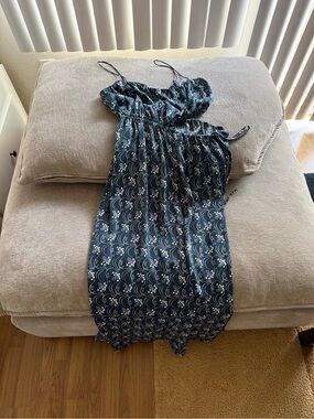 J. Crew Navy Blue Floral Midi Dress